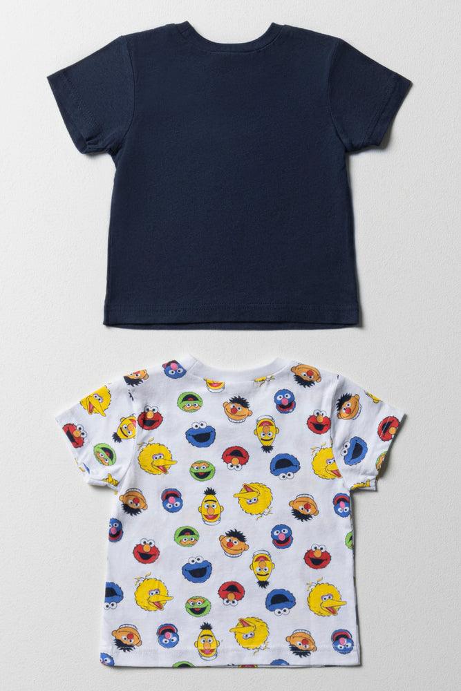 Sesame Street 2 Pack Short Sleeve T Shirts Navy White Tops T Shirts Ackermans