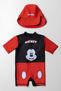 Mickey Mouse Swimsuit & Hat Red