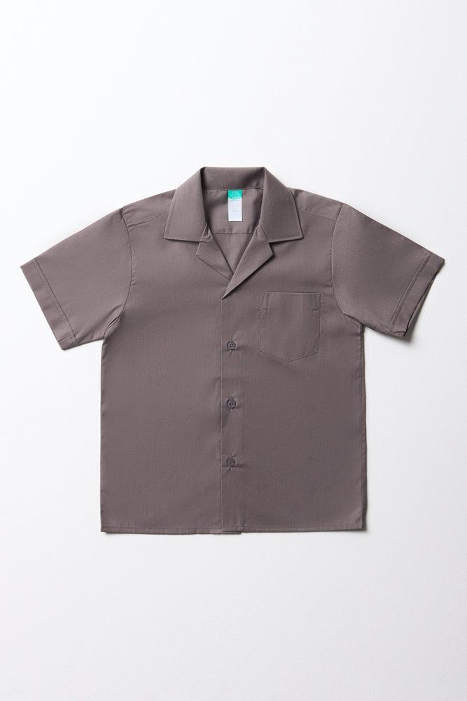 Unisex Primary School Short Sleeve Open Neck Shirt Grey Toughees