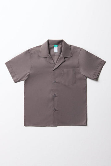 Unisex Primary School Short Sleeve Open Neck Shirt Grey Toughees