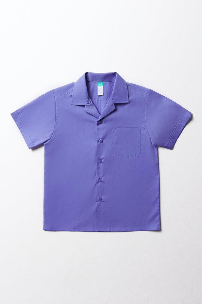 Unisex Primary School Short Sleeve Open Neck Shirt Dark Blue Toughees