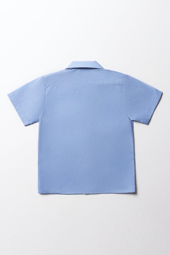 Unisex Primary School Short Sleeve Open Neck Shirt Blue Toughees (3)