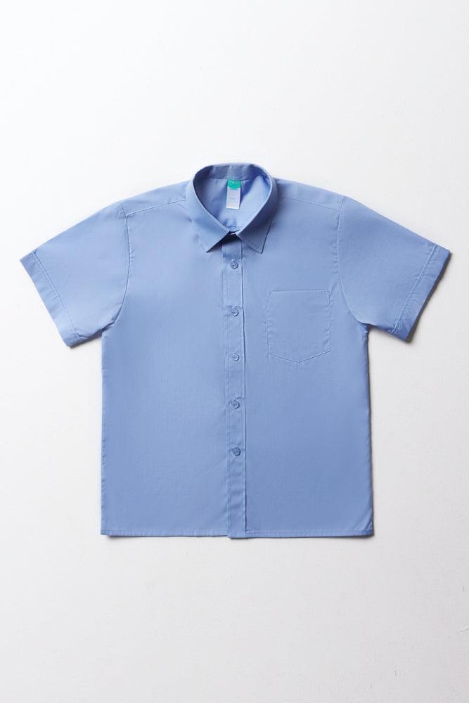 Unisex Primary School Short Sleeve Collar Shirt Blue Toughees