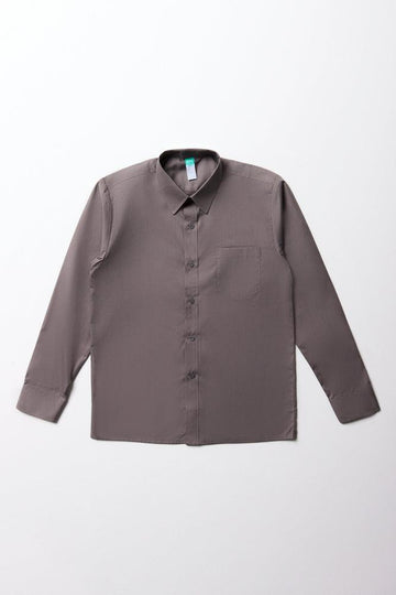 Unisex Primary School Long Sleeve Collar Shirt Grey Toughees