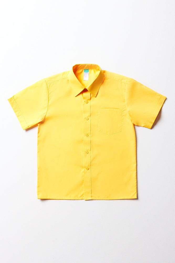 Unisex Primary School Short Sleeve Collar Shirt Yellow Toughees