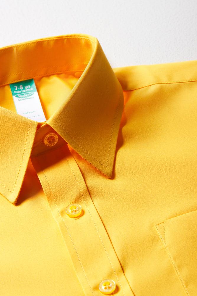 Unisex Primary School Short Sleeve Collar Shirt Yellow Toughees