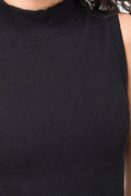 Seamless High Neck Sleeveless Top Black (3)