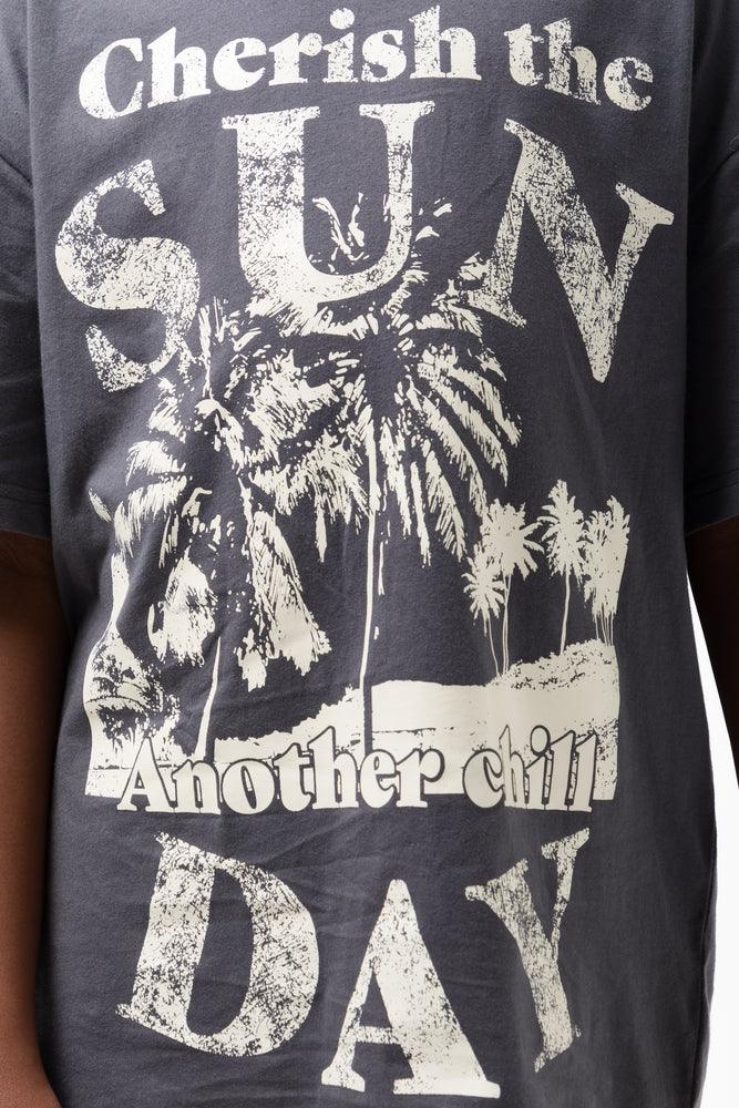 Cherish The Sun Oversized Short Sleeve T-Shirt Dark Grey (3)