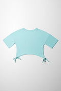 Manhattan Cropped Curved Hem Short Sleeve T-Shirt Light Blue (2)
