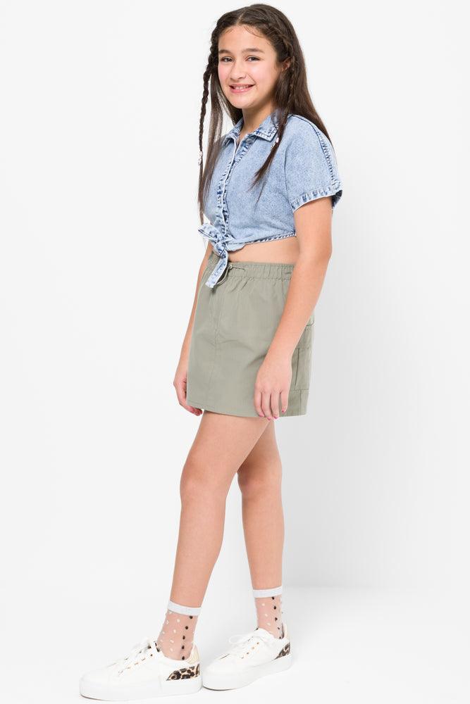 Denim Shirt With Tie Front Blue
