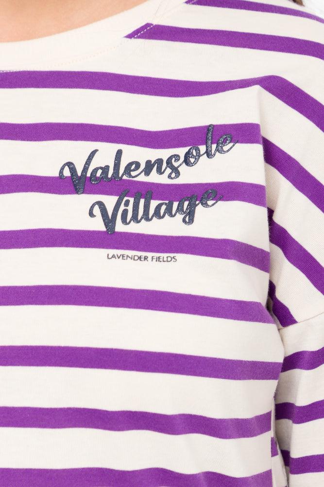 Stripe Cropped Short Sleeve T-Shirt Lilac (3)