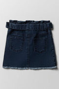 Paper Bag Denim Skirt Dark Wash (2)