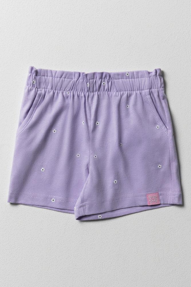 Ditsy Floral Shorts Purple