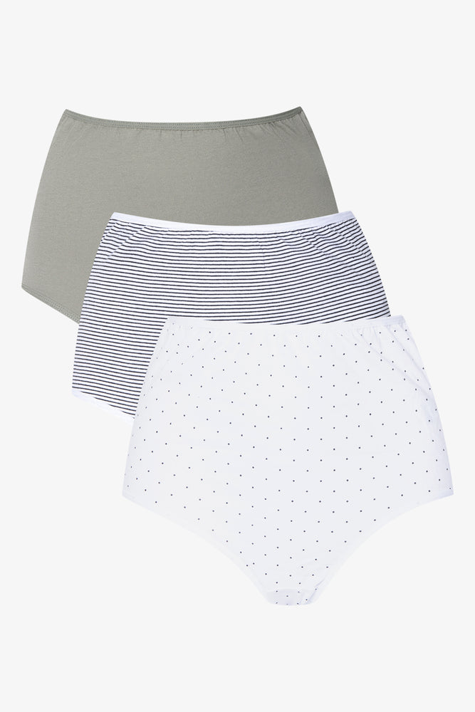 3 Pack Briefs Green & White