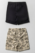 2 Pack Shorts Black And Stone (2)