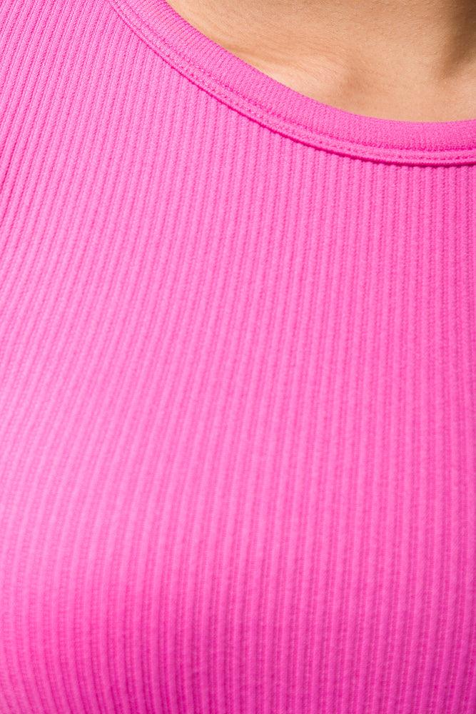 Seamless Cropped T-Shirt Hot Pink (3)