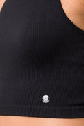 Seamless Cropped High Neck Vest Black (3)