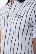 Stripe Short Sleeve Golfer Grey (3)