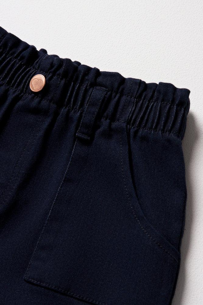 Pull On Denim Shorts Dark Blue