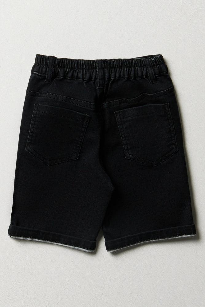 Ripped Denim Shorts Black