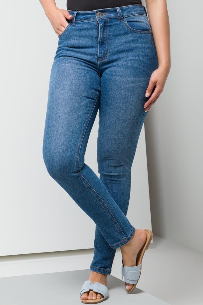 High Rise Skinny Denim Jean Mid Blue (1)
