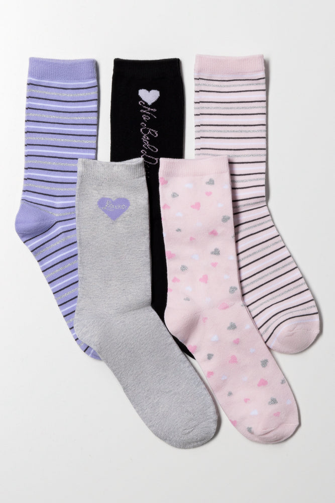 5 Pack Socks Anklet Hearts