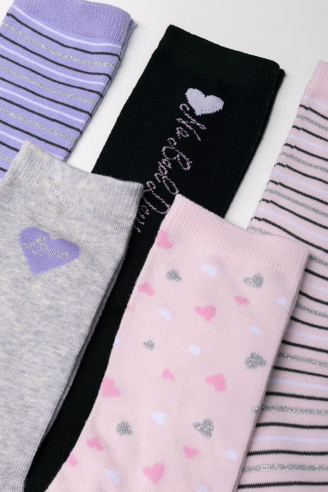 5 Pack Socks Anklet Hearts