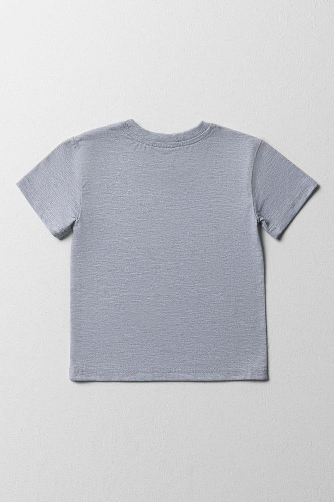 Back of grey t shirt top