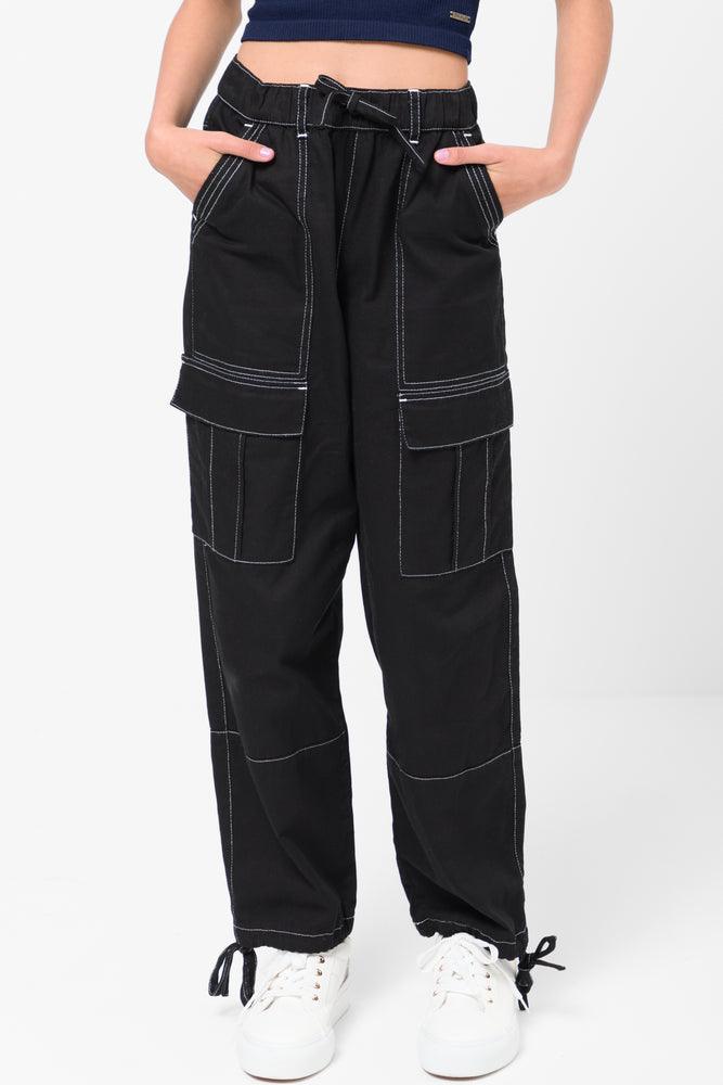 Twill Trouser With Contrast Top Stitch Black