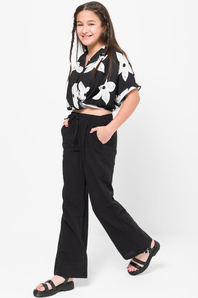 Linen Pull On Pants Black (2)