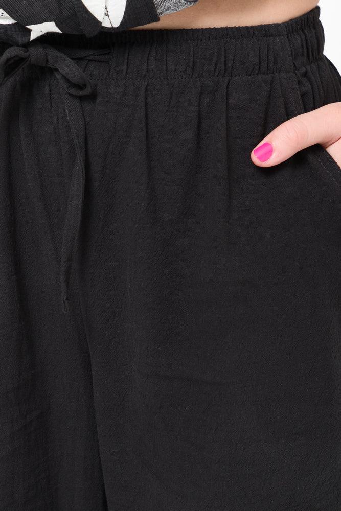Linen Pull On Pants Black (4)