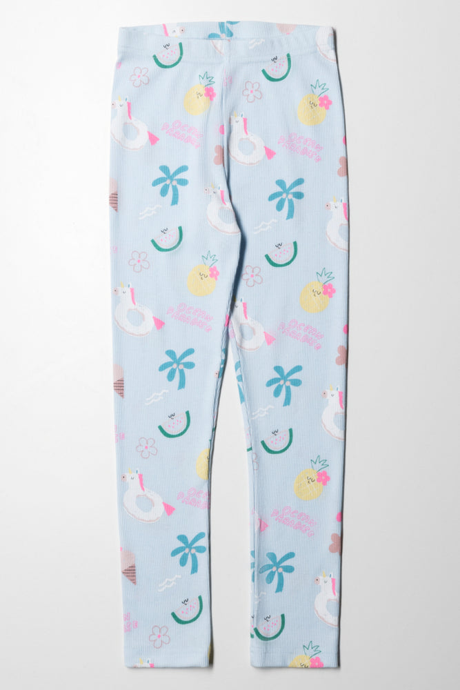 Rib Unicorn Legging Light Blue