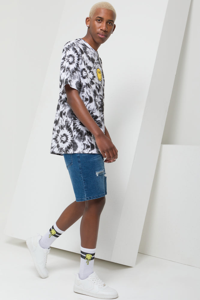 Cube X S.W. Smiley Tie Dye Short Sleeve T-Shirt Grey (1)