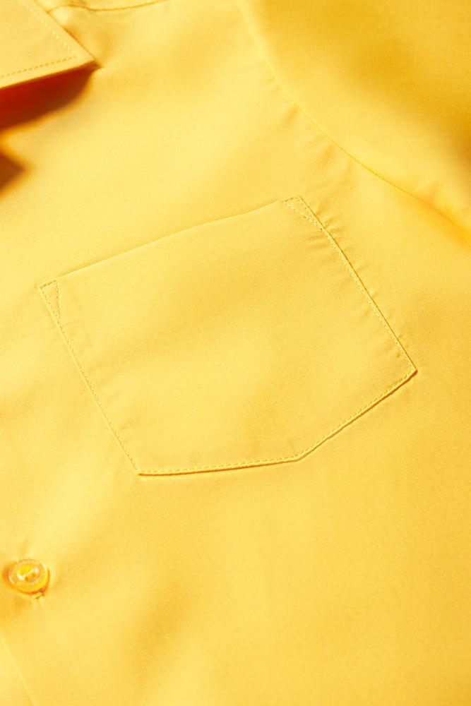 Unisex Primary School Short Sleeve Open Neck Shirt Yellow Toughees (2)