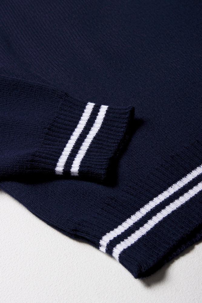 Unisex  Primary School Long Sleeve Striped Jersey Navy