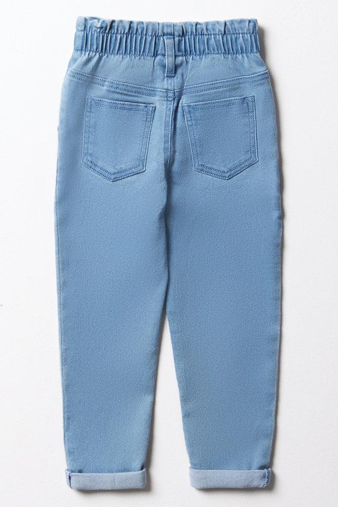 Mini Mom Paperbag Denim Jeans Light Blue (2)