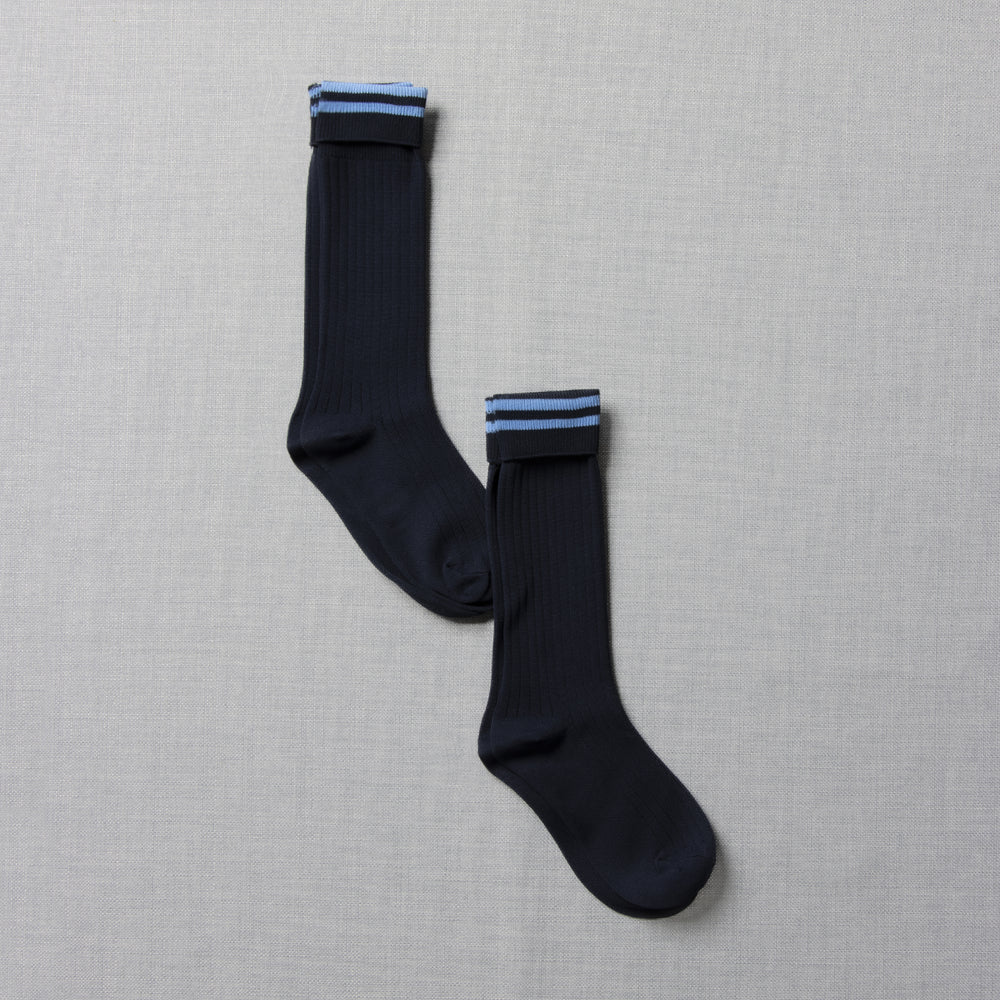 2 Pack Primary Striped Socks Navy & Light Blue