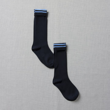 2 Pack Primary Striped Socks Navy & Light Blue