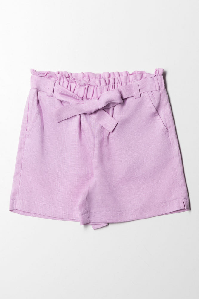 Plain Lilac Linen Short