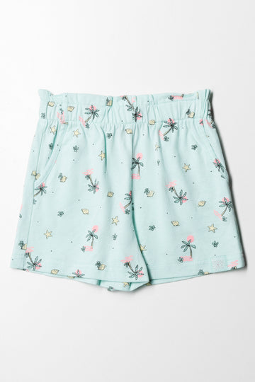 Palm Tree Shorts Light Green
