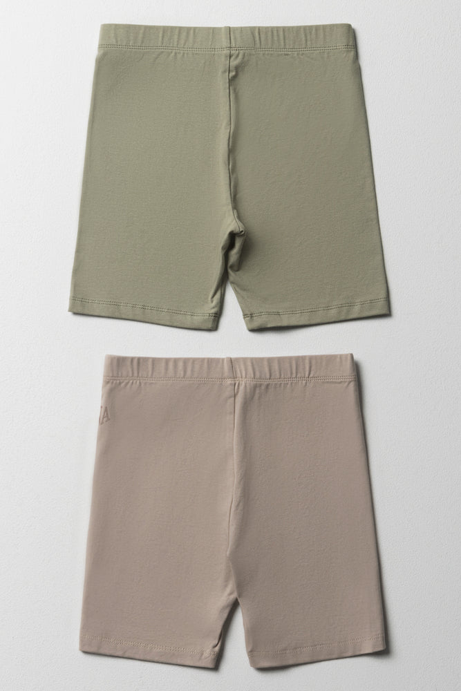 2 Pack Cycle Shorts Natural & Green (2)