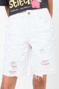 Ripped Denim Shorts White (1)