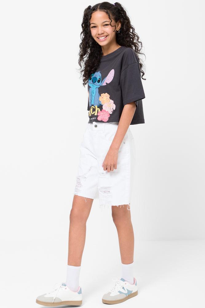 Ripped Denim Shorts White (2)