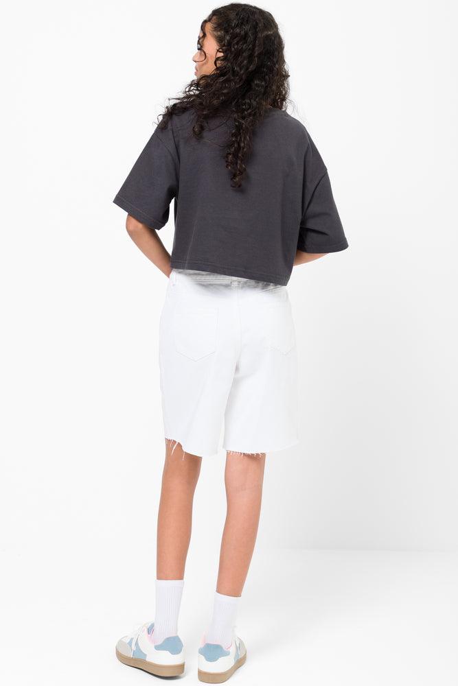 Ripped Denim Shorts White (3)