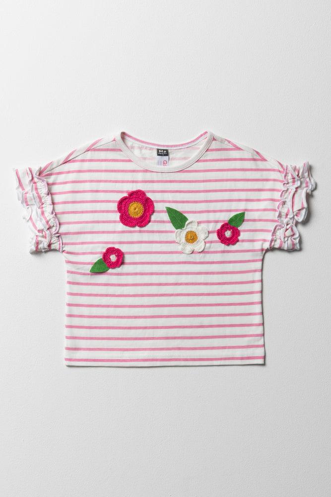 Stripe Flower T-Shirt Red