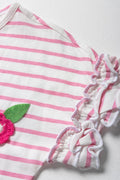 Stripe Flower T-Shirt Red (2)