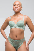 2 Pack Lace Balconette Bras Green & Grey
