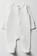 Zip Through Baby-Grow White
