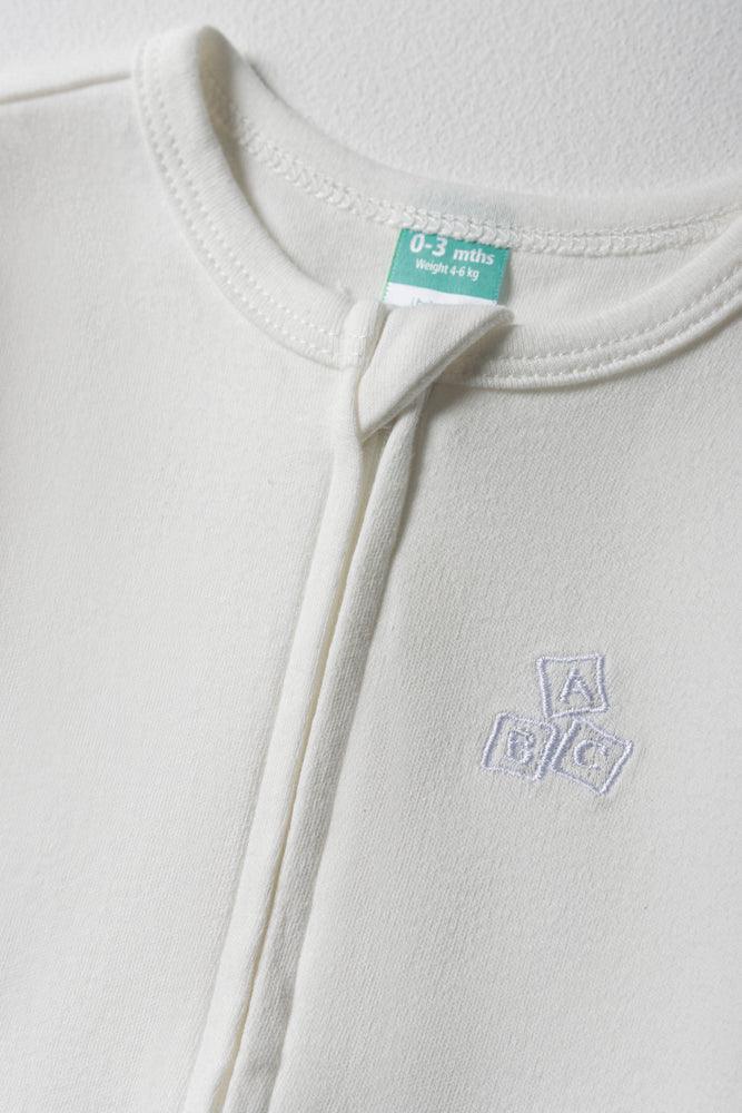 Zip Through Baby-Grow White (2)