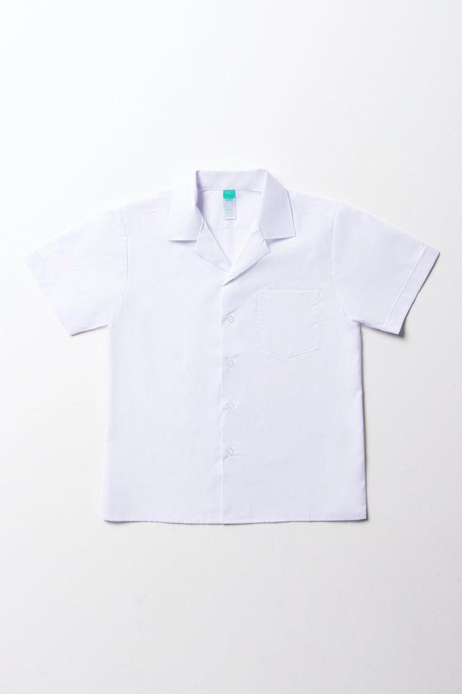 Unisex Primary School Short Sleeve Open Neck Shirt White Toughees